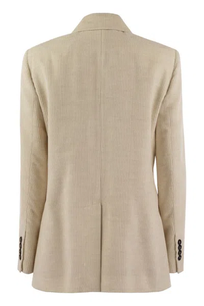 Brunello Cucinelli Viscose And Cotton Corduroy Jacket With Necklace
