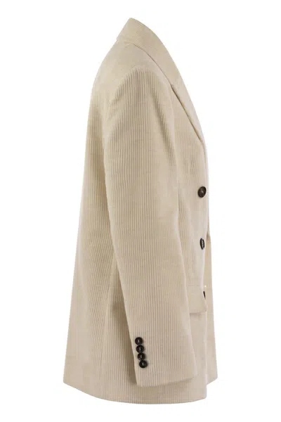 Brunello Cucinelli Viscose And Cotton Corduroy Jacket With Necklace