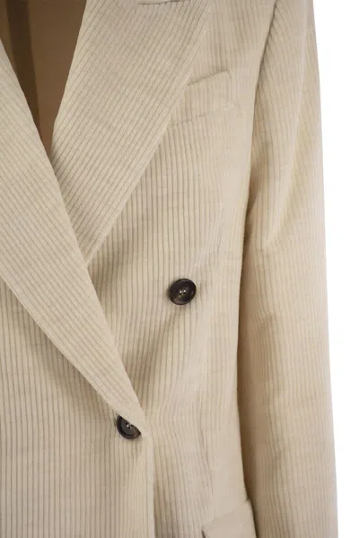 Brunello Cucinelli Viscose And Cotton Corduroy Jacket With Necklace