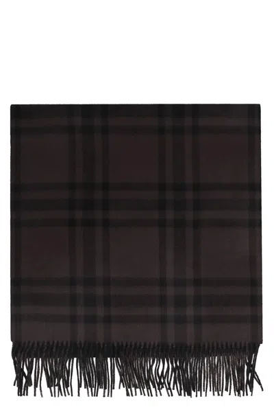 Burberry Cashmere Scarf With Checked Pattern And Fringe