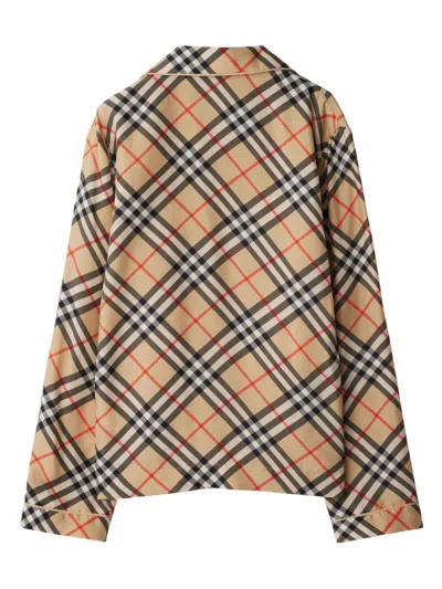 Burberry Check Print Silk Shirt