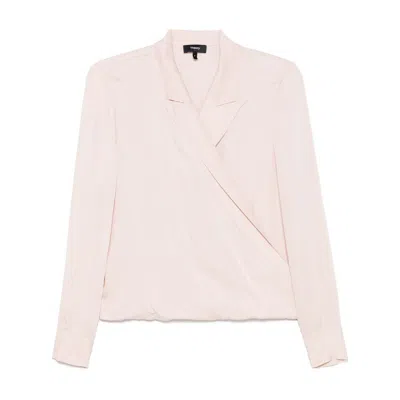 Theory Lapel Wrap Blush Blouse With V-neck In Multicolor