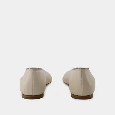 Burberry Sadler Ballerina With Light Beige Leather Zip Women In Transparent