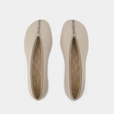 Burberry Sadler Ballerina With Light Beige Leather Zip Women In Transparent