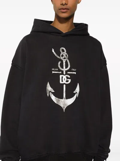 Dolce & Gabbana Printed Washed Cotton Jersey Hoodie