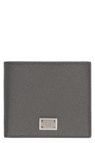 Dolce & Gabbana Black Textured Calf Leather Bi-fold Wallet