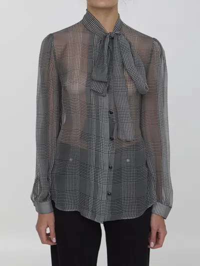 Dolce & Gabbana Women's Prince Wales Monochrome Blouse Shirt