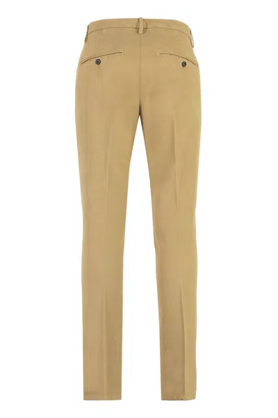Dondup Cotton Chino Trousers With Roll-up Cuffs In Brown