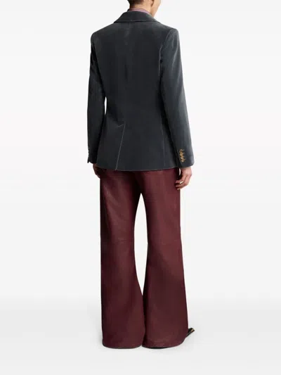 Shop Etro Crossed Pleum Blue Suede Blazer