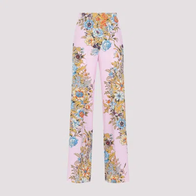 Etro Floral High-rise Silk Wide-leg Pants