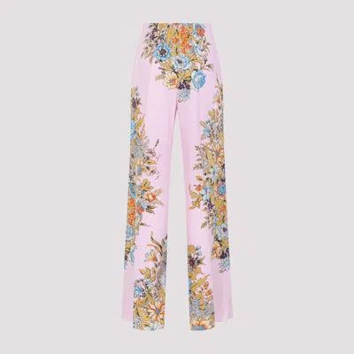 Etro Floral High-rise Silk Wide-leg Pants