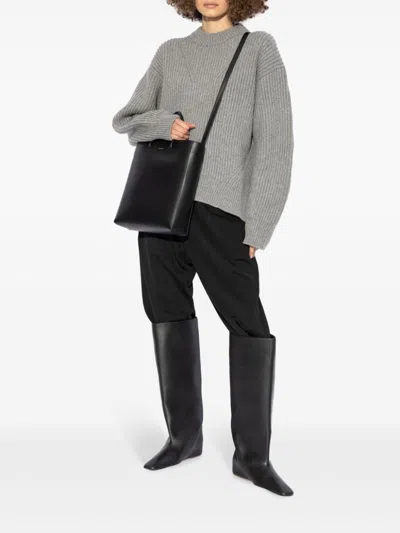 Jil Sander Ribbed Mock Neck Knitwear With Relaxed Fit