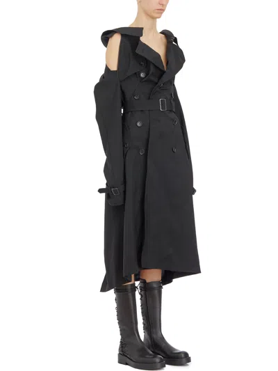 Junya Watanabe Black Trench Coat For Women With Sleeves And Waist Belt