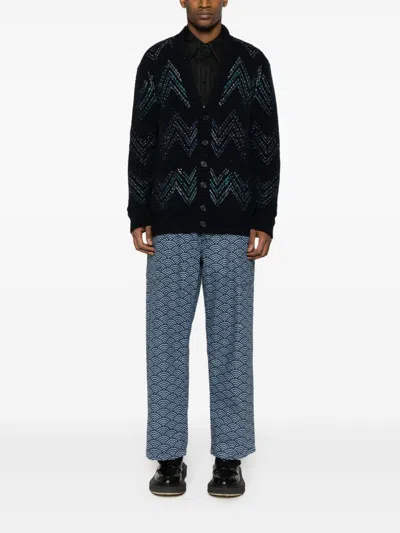 Kenzo Monkey Workwear Jeans With Seigaiha Print