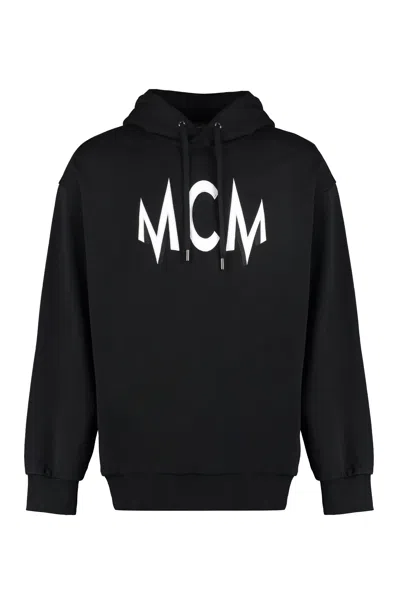 Mcm Floral Print Logo Hoodie In Organic Cotton