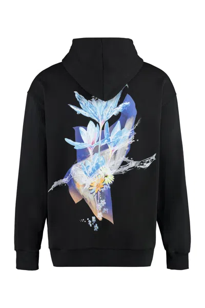 Mcm Floral Print Logo Hoodie In Organic Cotton