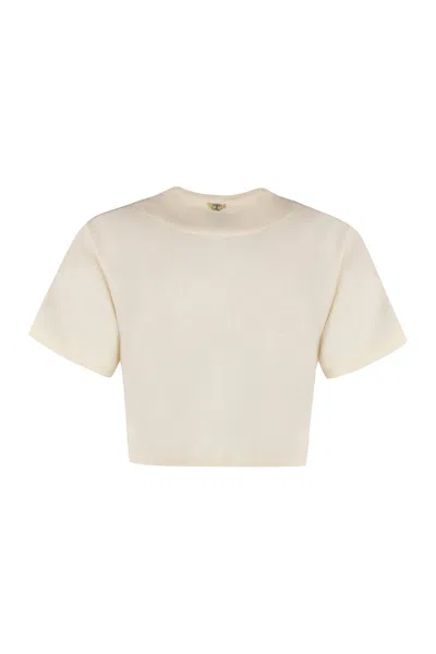 Rabanne Crop Metallic Embellishment Cotton Blend T-shirt