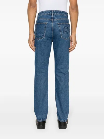 Palm Angels Monogram-embossed Straight-leg Jeans
