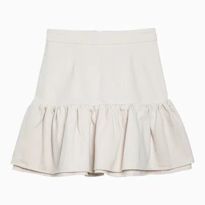 Patou White Cotton Flounced Mini Skirt