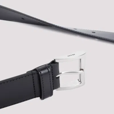 Prada Black Regular Belt With Rectangular Buckle