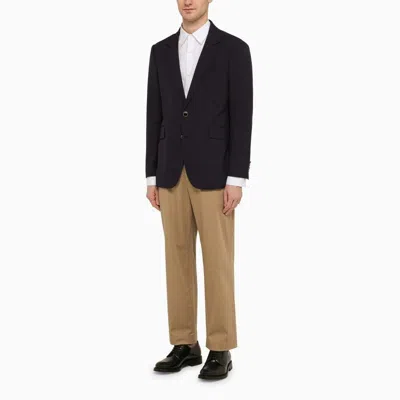 Pt01 Navy Blue Single-breasted Jacket In Wool Blend