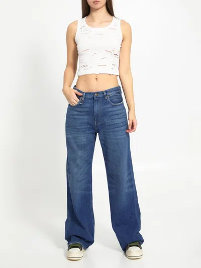 R13 Light Blue Wide-leg Denim Jeans For Women