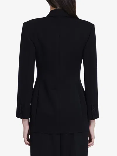 Saint Laurent Black Double-breasted Jacket With Peak Revers In Wool Woman