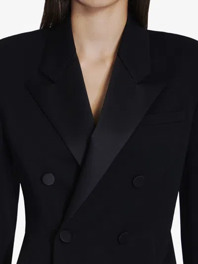 Saint Laurent Black Double-breasted Jacket With Peak Revers In Wool Woman