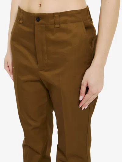 Saint Laurent Brown Cotton Twill Pants For Women