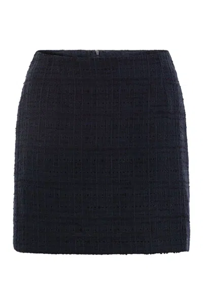 Tagliatore May Mini Skirt In Blue Tweed