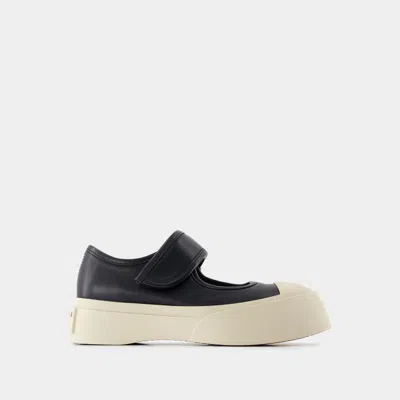 Marni Pablo Mary Jane Nappa Leather Sneakers In Black