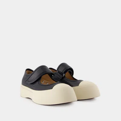 Marni Pablo Mary Jane Nappa Leather Sneakers In Black