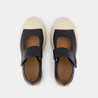 Marni Pablo Mary Jane Nappa Leather Sneakers In Black