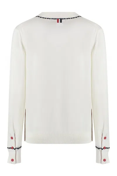 Thom Browne Silk And Cotton Cardigan With Contrast Trim