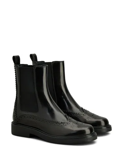 Tod's Black Leather Ankle Boots