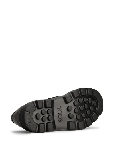 Tod's Carrarmato Style Black Leather Loafers In Black