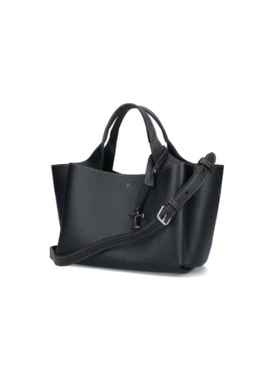 Tod's Logo Plaque Leather Tote Bag
