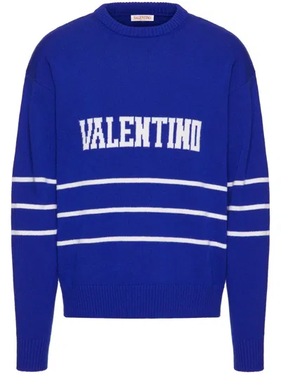 Valentino Garavani Man Sweater Blue Size L Virgin Wool