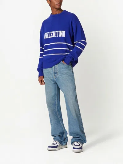 Valentino Garavani Man Sweater Blue Size L Virgin Wool