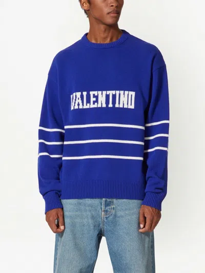 Valentino Garavani Man Sweater Blue Size L Virgin Wool