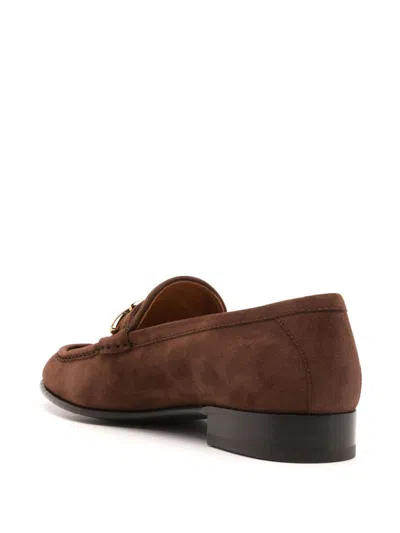 Valentino Vlogo Gate Embellished Suede Loafers
