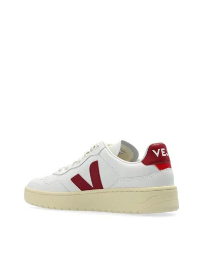 Veja Sneakers V-10 In White And Marsala Leather