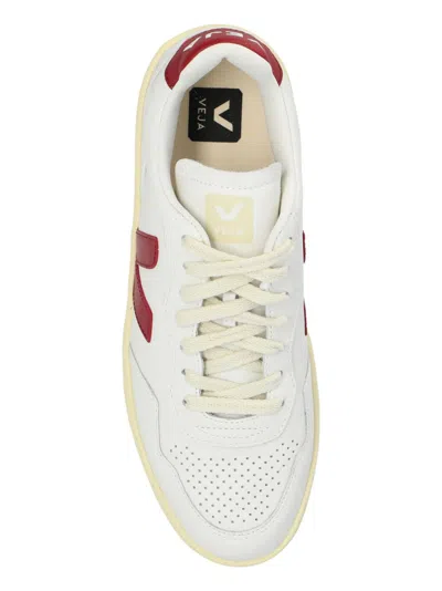 Veja Sneakers V-10 In White And Marsala Leather