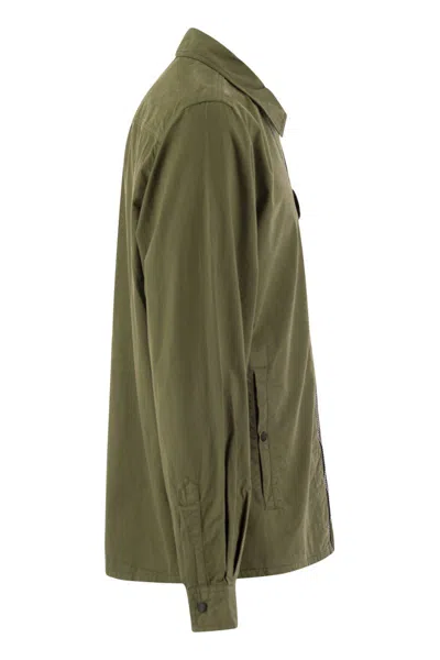 Woolrich Olive Green Cotton Gabardine Oversized Shirt In Green