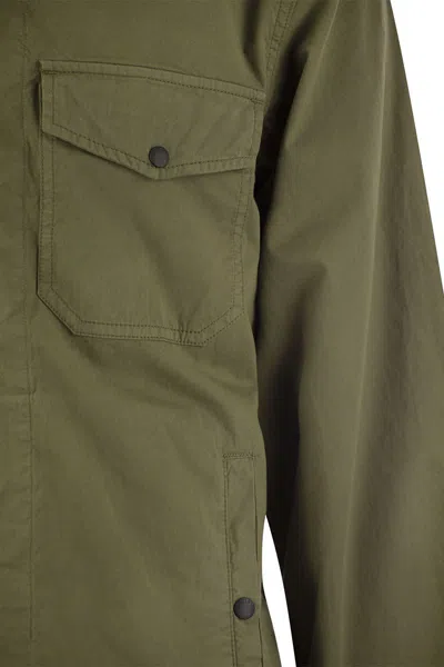 Woolrich Olive Green Cotton Gabardine Oversized Shirt In Green