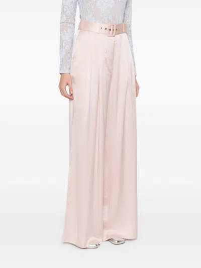 Zimmermann Pink Silk Tuck Pants