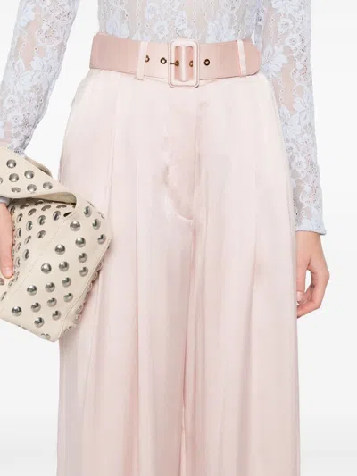 Zimmermann Pink Silk Tuck Pants