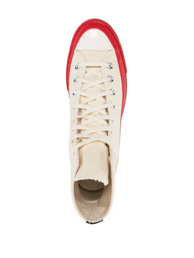 Comme Des Garçons Play Off-white & Red Converse Edition Play Chuck 70 High-top Sneakers In White