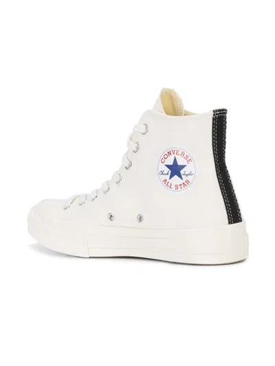 Comme Des Garçons Play High-top Canvas Sneakers Rubber Sole In Beige