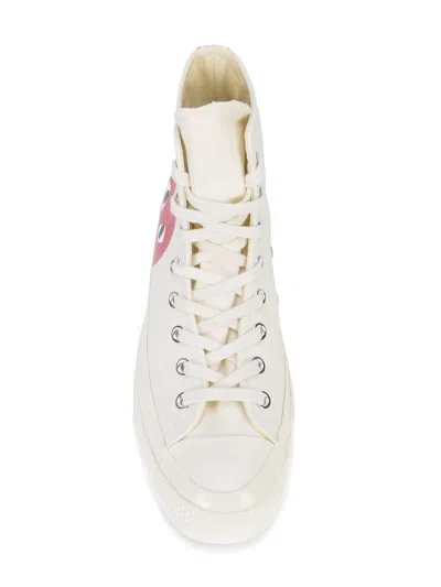 Comme Des Garçons Play High-top Canvas Sneakers Rubber Sole In Beige